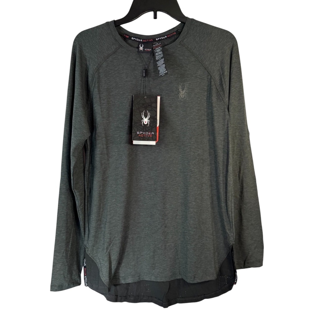 Spyder Active Mens Long Sleeve Performance Shirt Grey Medium NWT
